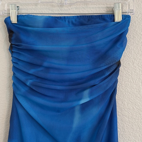 Shein Blue Strapless Tie Dye Tube Dress - Picture 6 of 9